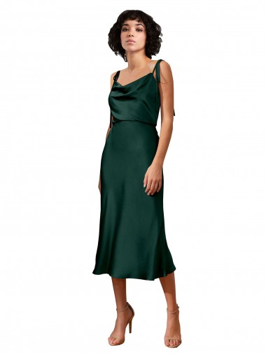 Stretch Satin Cowl Neck Midi Length Sleeveless Black Tie Evening Gown / Prom Dress / Bridesmaid Dress Norwich