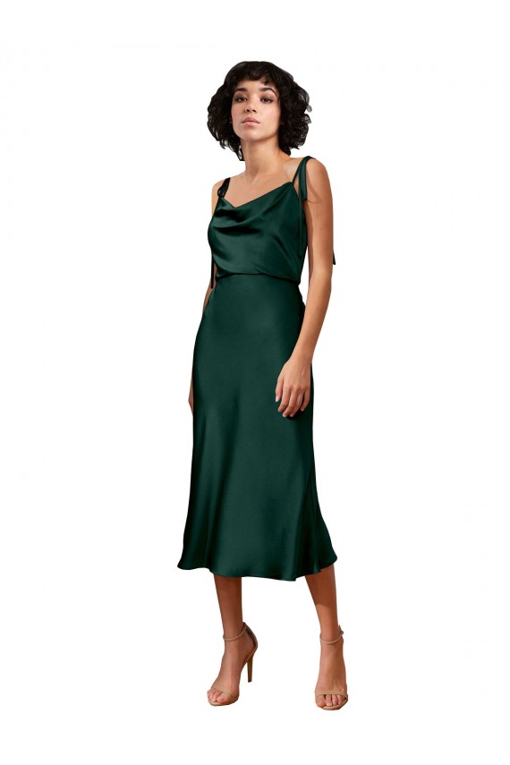 Stretch Satin Cowl Neck Midi Length Sleeveless Black Tie Evening Gown / Prom Dress / Bridesmaid Dress Norwich