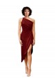 Stretch Satin One Shoulder Midi Length Sleeveless Black Tie Evening Gown / Prom Dress / Bridesmaid Dress Norwich