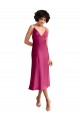 Low Back Stretch Satin V-Neck Midi Length Sleeveless Formal Evening Gown / Prom Dress / Bridesmaid Dress Norwich