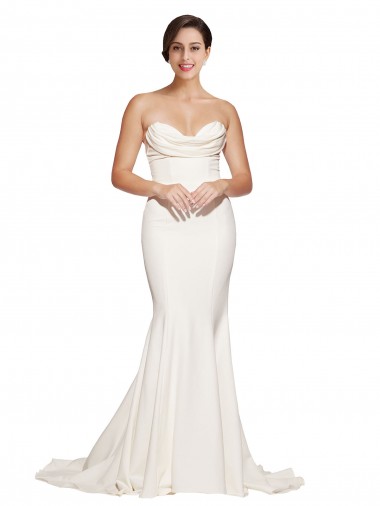Low Back Stretch Satin Cowl Neck Sweep Train Sleeveless Formal Evening Gown / Prom Dress / Bridesmaid Dress Norwich