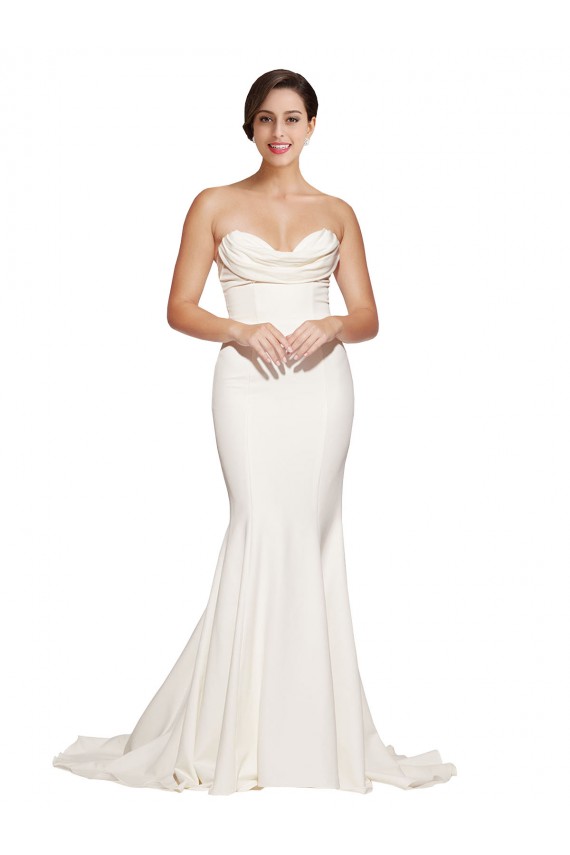 Low Back Stretch Satin Cowl Neck Sweep Train Sleeveless Formal Evening Gown / Prom Dress / Bridesmaid Dress Norwich