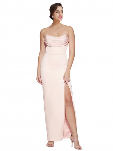 Low Back Stretch Satin Cowl Neck Long Sleeveless Formal Evening Gown / Prom Dress / Bridesmaid Dress Norwich
