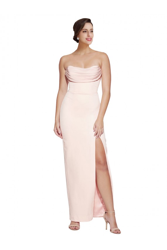 Low Back Stretch Satin Cowl Neck Long Sleeveless Formal Evening Gown / Prom Dress / Bridesmaid Dress Norwich