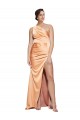 Open Back Light Copper Stretch Satin One Shoulder Long Sleeveless Formal Evening Gown / Prom Dress / Bridesmaid Dress Norwich