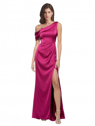 Stretch Satin One Shoulder Long Sleeveless Bridesmaid Dress / Evening Dress Norwich