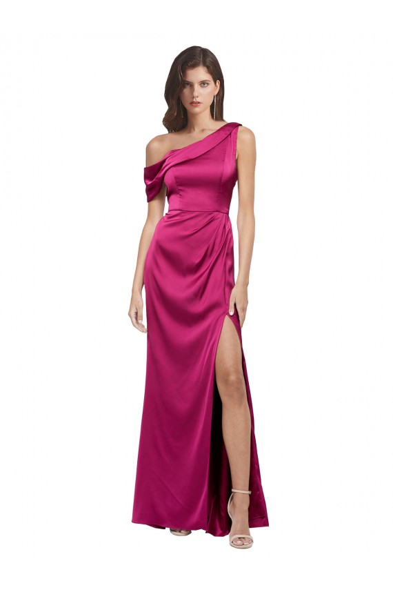 Stretch Satin One Shoulder Long Sleeveless Bridesmaid Dress / Evening Dress Norwich