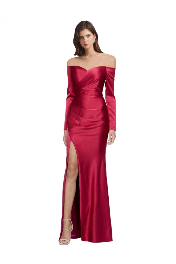 Stretch Satin Sweetheart Long Long Sleeves Formal Evening Gown / Prom Dress / Bridesmaid Dress Norwich