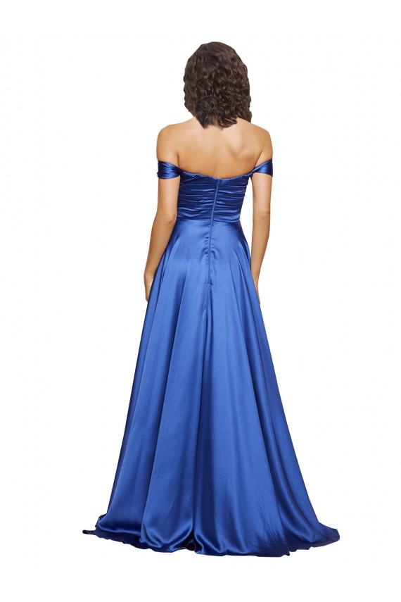 Stretch Satin Off the Shoulder Sweep Train Sleeveless Formal Evening Gown / Prom Dress / Bridesmaid Dress Norwich