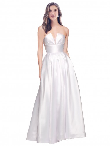 Low Back Stretch Satin Strapless Long Sleeveless Formal Evening Gown / Prom Dress / Bridesmaid Dress Norwich