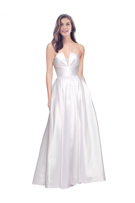 Low Back Stretch Satin Strapless Long Sleeveless Formal Evening Gown / Prom Dress / Bridesmaid Dress Norwich