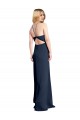 Open Back Dark Navy Stretch Satin Halter Neck Long Sleeveless Formal Evening Gown / Prom Dress / Bridesmaid Dress Norwich