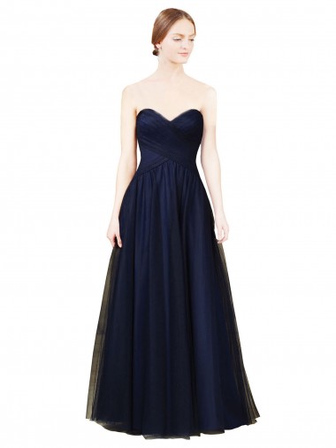 Dark Navy Tulle Sweetheart Long Sleeveless Bridesmaid Dress / Evening Dress Norwich