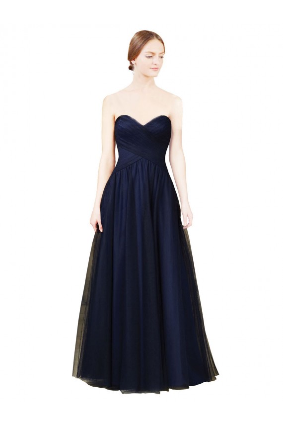 Dark Navy Tulle Sweetheart Long Sleeveless Bridesmaid Dress / Evening Dress Norwich