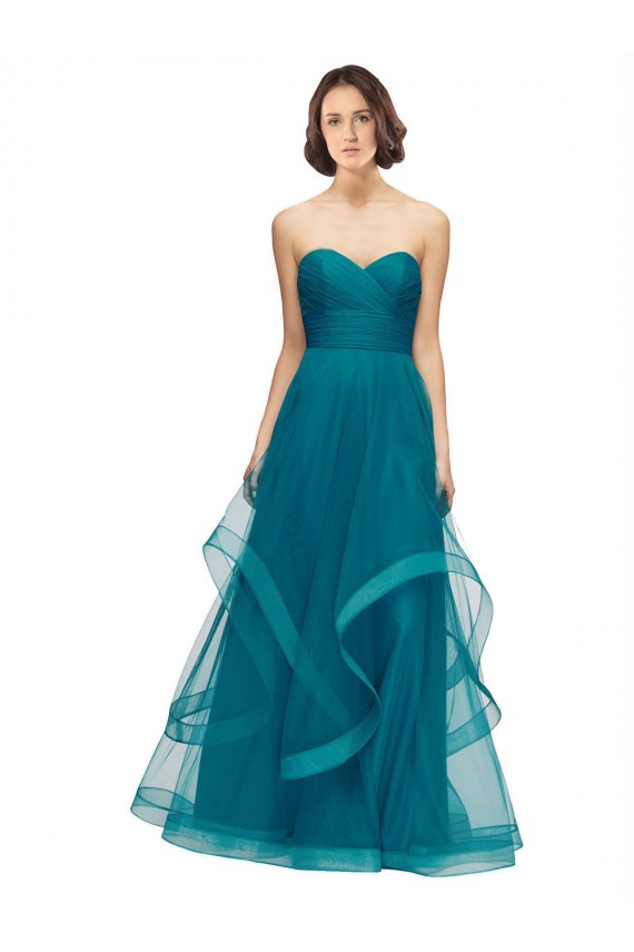 Turquoise Tulle Sweetheart Long Sleeveless Bridesmaid Dress Norwich