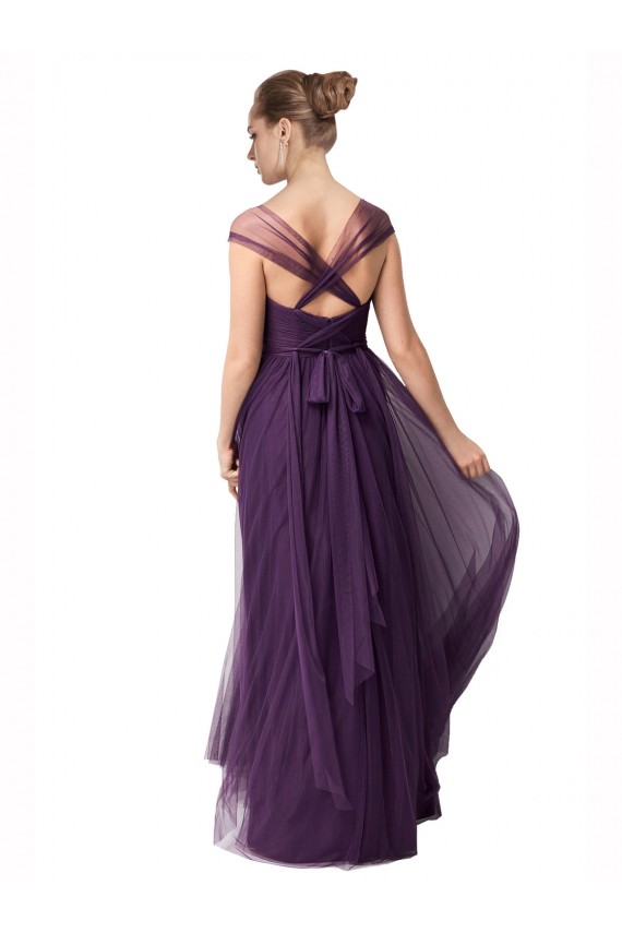 Plum Purple Tulle Sweetheart Long Cap Sleeves Bridesmaid Dress Norwich