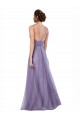 V-Back Watermelon Tulle Spaghetti Straps Long Sleeveless Bridesmaid Dress Norwich