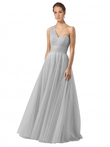 Tulle One Shoulder Long Sleeveless Bridesmaid Gown Norwich