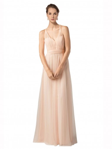 Nude Tulle Sweetheart Long Sleeveless Bridesmaid Dress / Evening Dress Norwich