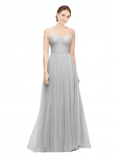 Silver Tulle Sweetheart Long Sleeveless Bridesmaid Dress Norwich
