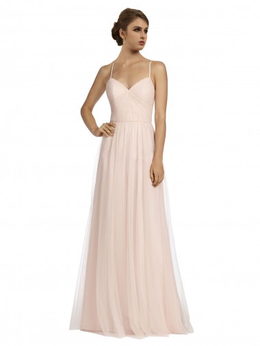 Pink Tulle Spaghetti Straps Long Sleeveless Bridesmaid Dress Norwich