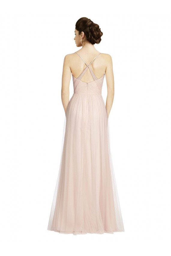 Pink Tulle Spaghetti Straps Long Sleeveless Bridesmaid Dress Norwich