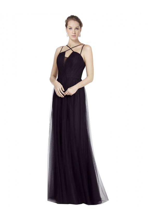 Tulle Spaghetti Straps Long Sleeveless Bridesmaid Gown Norwich
