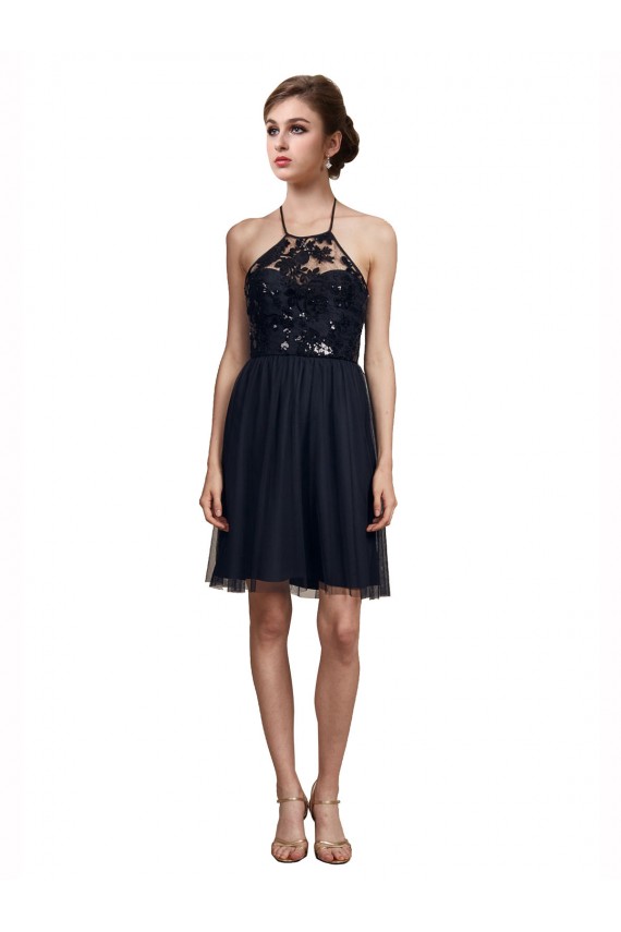 Tulle Halter Neck Knee Length Sleeveless Bridesmaid Gown Norwich
