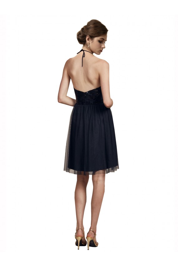 Tulle Halter Neck Knee Length Sleeveless Bridesmaid Gown Norwich