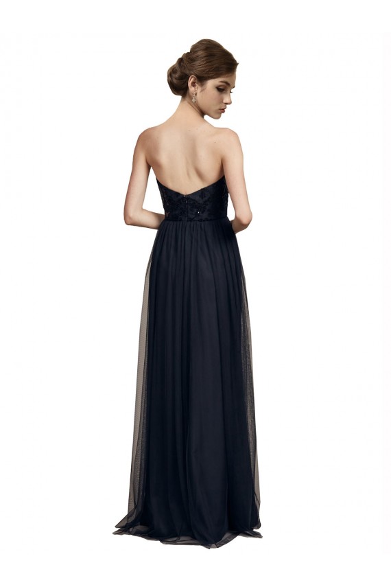 Black Tulle Sweetheart Long Sleeveless Bridesmaid Gown Norwich