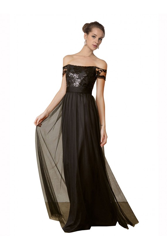 Tulle & Sequin Off the Shoulder Long Sleeveless Bridesmaid Dress Norwich