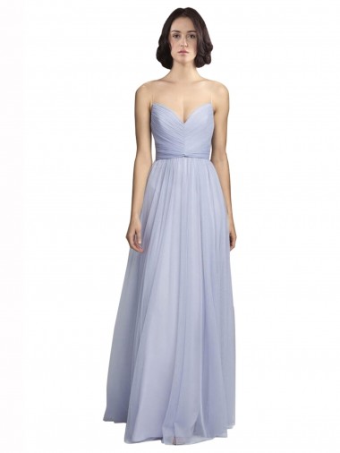 Lilac Tulle Spaghetti Straps Long Sleeveless Bridesmaid Dress Norwich