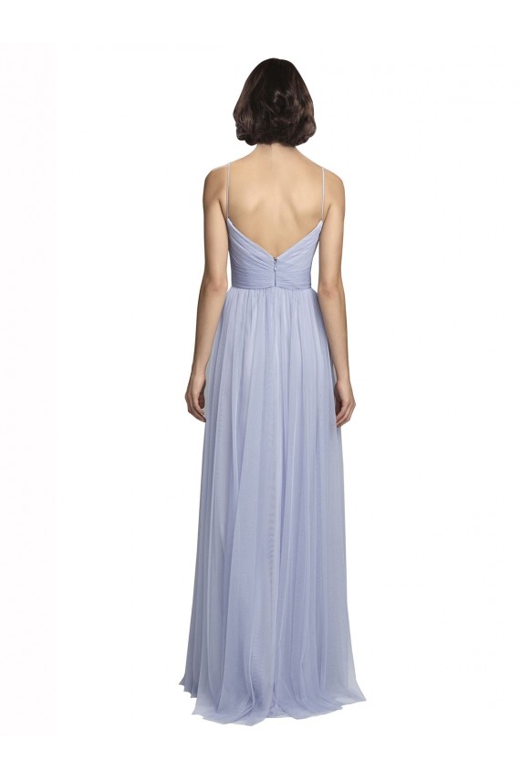 Lilac Tulle Spaghetti Straps Long Sleeveless Bridesmaid Dress Norwich