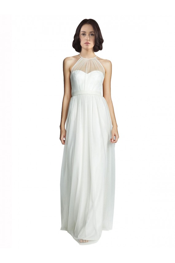 White Tulle Halter Neck Long Sleeveless Bridesmaid Dress Norwich