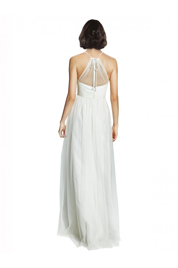 White Tulle Halter Neck Long Sleeveless Bridesmaid Dress Norwich