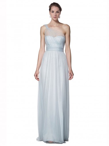 Mist Tulle One Shoulder Long Sleeveless Bridesmaid Dress Norwich