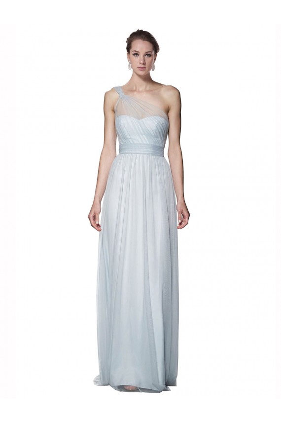 Mist Tulle One Shoulder Long Sleeveless Bridesmaid Dress Norwich