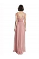 Rose Pink Tulle V-Neck Long Sleeveless Bridesmaid Dress Norwich