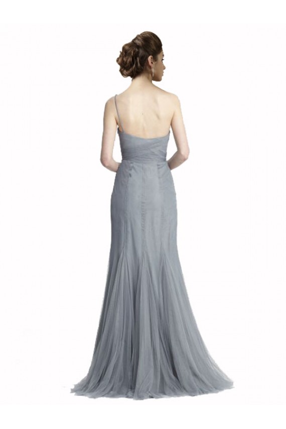 Slate Grey Tulle One Shoulder Long Sleeveless Bridesmaid Dress Norwich