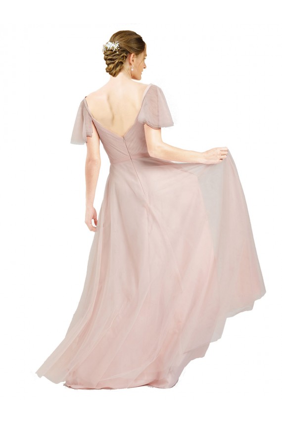 Tulle V-Neck Long Flutter Sleeves Formal Dress / Bridesmaid Dress Norwich