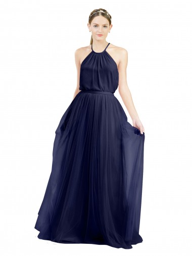 Tulle Halter Neck Long Sleeveless Semi Formal Evening Dress / Bridesmaid Dress Norwich