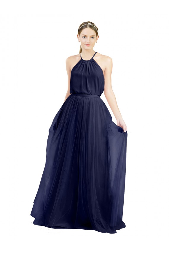 Tulle Halter Neck Long Sleeveless Semi Formal Evening Dress / Bridesmaid Dress Norwich