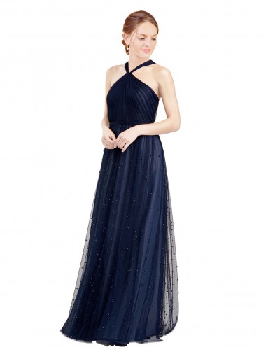 Tulle Halter Neck Long Sleeveless Bridesmaid Dress / Evening Dress Norwich