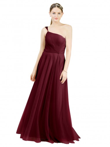 Tulle One Shoulder Long Sleeveless Semi Formal Evening Dress / Bridesmaid Dress Norwich