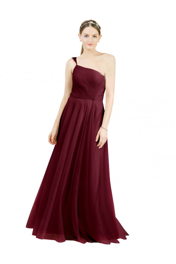Tulle One Shoulder Long Sleeveless Semi Formal Evening Dress / Bridesmaid Dress Norwich
