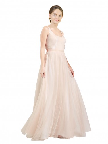 Open Back Tulle Scoop Neck Long Sleeveless Semi Formal Evening Dress / Bridesmaid Dress Norwich