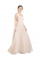 Open Back Tulle Scoop Neck Long Sleeveless Semi Formal Evening Dress / Bridesmaid Dress Norwich