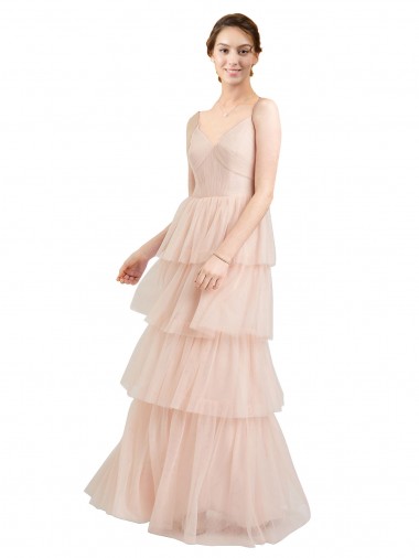 Tulle V-Neck Long Sleeveless Semi Formal Evening Dress / Bridesmaid Dress Norwich