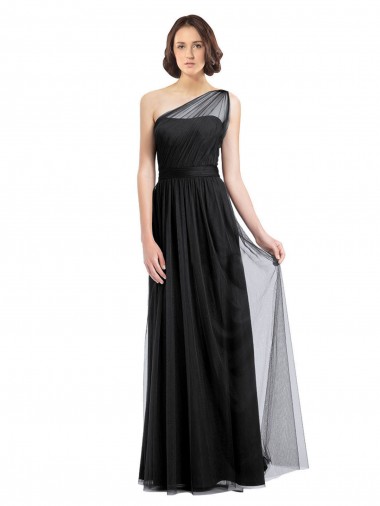 Black Tulle One Shoulder Long Sleeveless Bridesmaid Dress Norwich