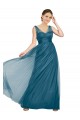 V-Back Teal Green Tulle V-Neck Long Sleeveless Bridesmaid Dress Norwich